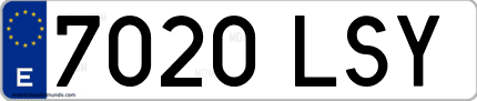 Ejemplo de matrícula de coche ordinaria 7020 LSY