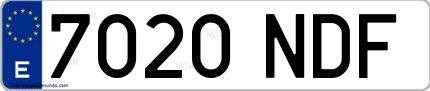 Ejemplo de matrícula española 7020 NDF