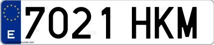 Ejemplo de matrícula de coche ordinaria 7021 HKM