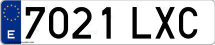 Ejemplo de matrícula de coche ordinaria 7021 LXC