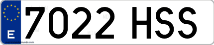 Ejemplo de matrícula de coche ordinaria 7022 HSS