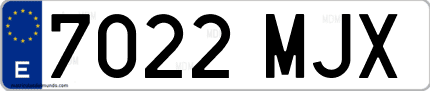 Ejemplo de matrícula de coche ordinaria 7022 MJX