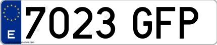 Ejemplo de matrícula de coche ordinaria 7023 GFP