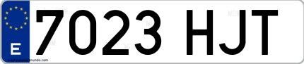 Ejemplo de matrícula española 7023 HJT