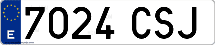Ejemplo de matrícula de coche ordinaria 7024 CSJ
