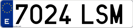 Ejemplo de matrícula de coche ordinaria 7024 LSM
