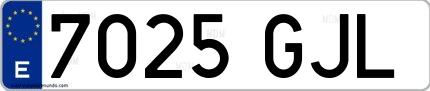 Ejemplo de matrícula española 7025 GJL
