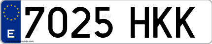 Ejemplo de matrícula de coche ordinaria 7025 HKK