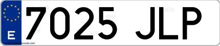 Ejemplo de matrícula española 7025 JLP