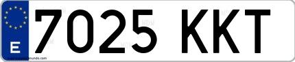 Ejemplo de matrícula española 7025 KKT