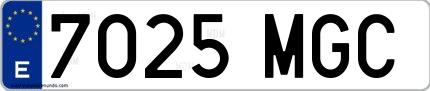 Ejemplo de matrícula española 7025 MGC