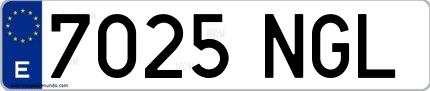 Ejemplo de matrícula española 7025 NGL