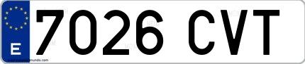 Ejemplo de matrícula española 7026 CVT