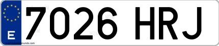 Ejemplo de matrícula española 7026 HRJ