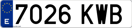 Ejemplo de matrícula de coche ordinaria 7026 KWB