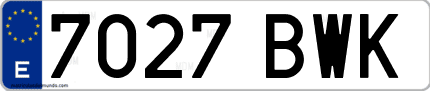 Ejemplo de matrícula de coche ordinaria 7027 BWK