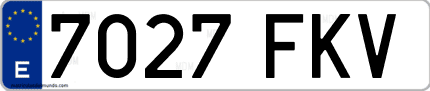 Ejemplo de matrícula de coche ordinaria 7027 FKV