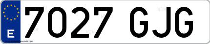 Ejemplo de matrícula española 7027 GJG
