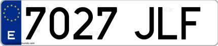 Ejemplo de matrícula española 7027 JLF