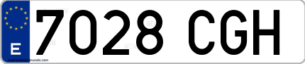 Ejemplo de matrícula de coche ordinaria 7028 CGH