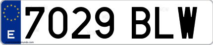 Ejemplo de matrícula de coche ordinaria 7029 BLW