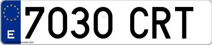 Ejemplo de matrícula española 7030 CRT