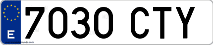 Ejemplo de matrícula de coche ordinaria 7030 CTY