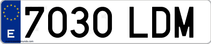 Ejemplo de matrícula de coche ordinaria 7030 LDM