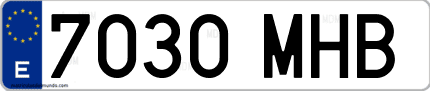 Ejemplo de matrícula de coche ordinaria 7030 MHB