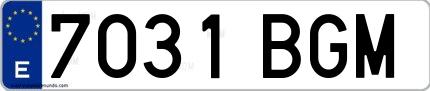Ejemplo de matrícula española 7031 BGM