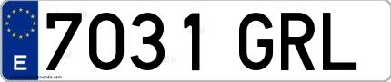 Ejemplo de matrícula española 7031 GRL