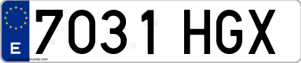Ejemplo de matrícula de coche ordinaria 7031 HGX