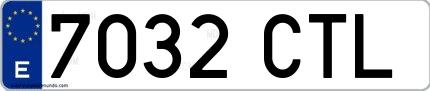 Ejemplo de matrícula española 7032 CTL