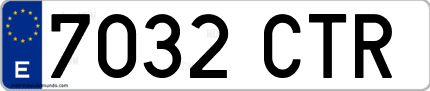 Ejemplo de matrícula de coche ordinaria 7032 CTR