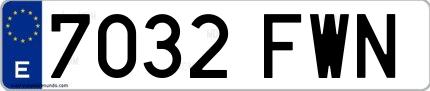 Ejemplo de matrícula española 7032 FWN