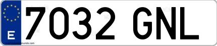 Ejemplo de matrícula española 7032 GNL