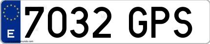 Ejemplo de matrícula española 7032 GPS