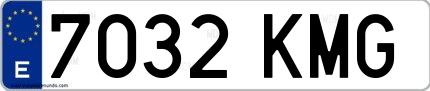 Ejemplo de matrícula española 7032 KMG