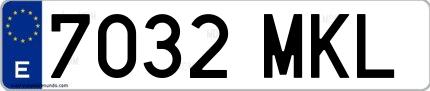 Ejemplo de matrícula española 7032 MKL
