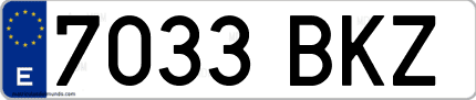 Ejemplo de matrícula de coche ordinaria 7033 BKZ