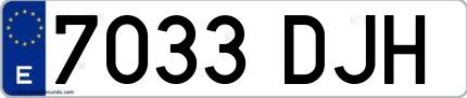 Ejemplo de matrícula española 7033 DJH
