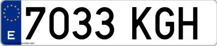 Ejemplo de matrícula española 7033 KGH