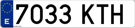 Ejemplo de matrícula española 7033 KTH