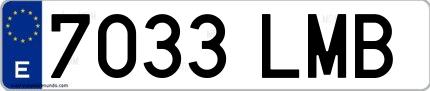 Ejemplo de matrícula española 7033 LMB