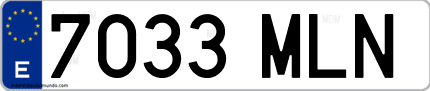 Ejemplo de matrícula de coche ordinaria 7033 MLN