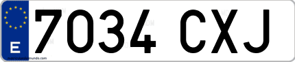 Ejemplo de matrícula de coche ordinaria 7034 CXJ