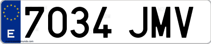 Ejemplo de matrícula de coche ordinaria 7034 JMV