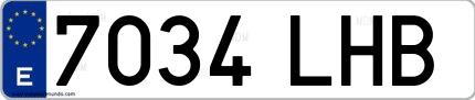 Ejemplo de matrícula española 7034 LHB