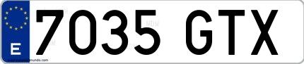 Ejemplo de matrícula española 7035 GTX