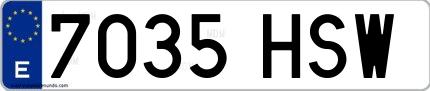 Ejemplo de matrícula española 7035 HSW